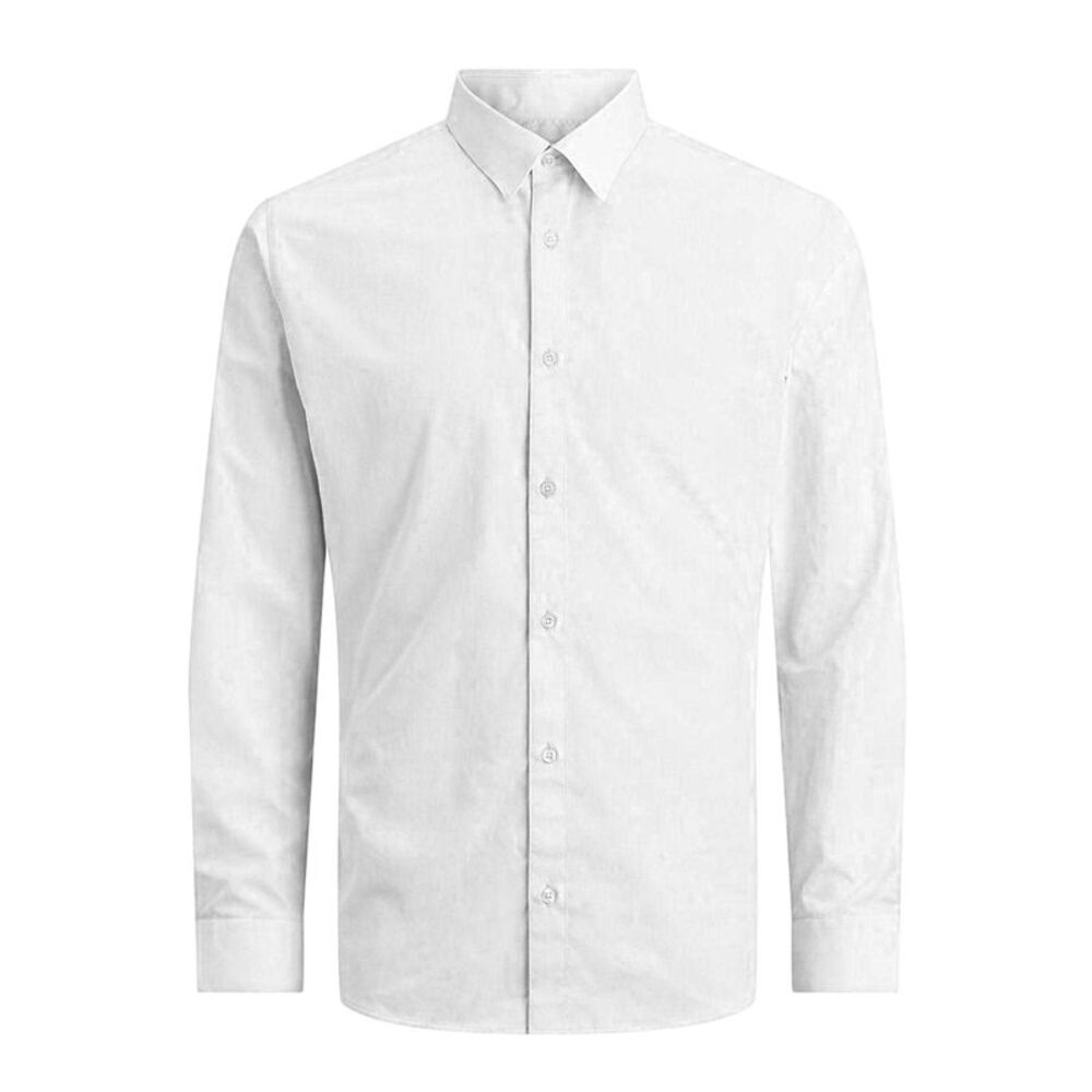 Jack And Jones Mens Joe Poplin Slim Long-Sleeved Formal Shirt / White